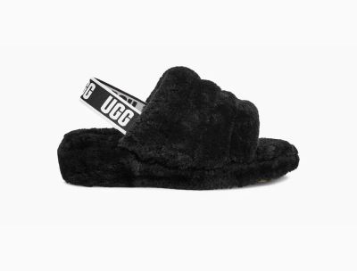 UGG Fluff Yeah Womens Slides Black - AU 169FJ